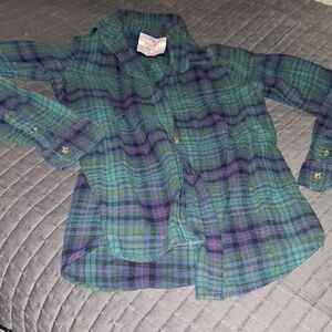 SO Plaid Button-Down Shirt in Green and Blue